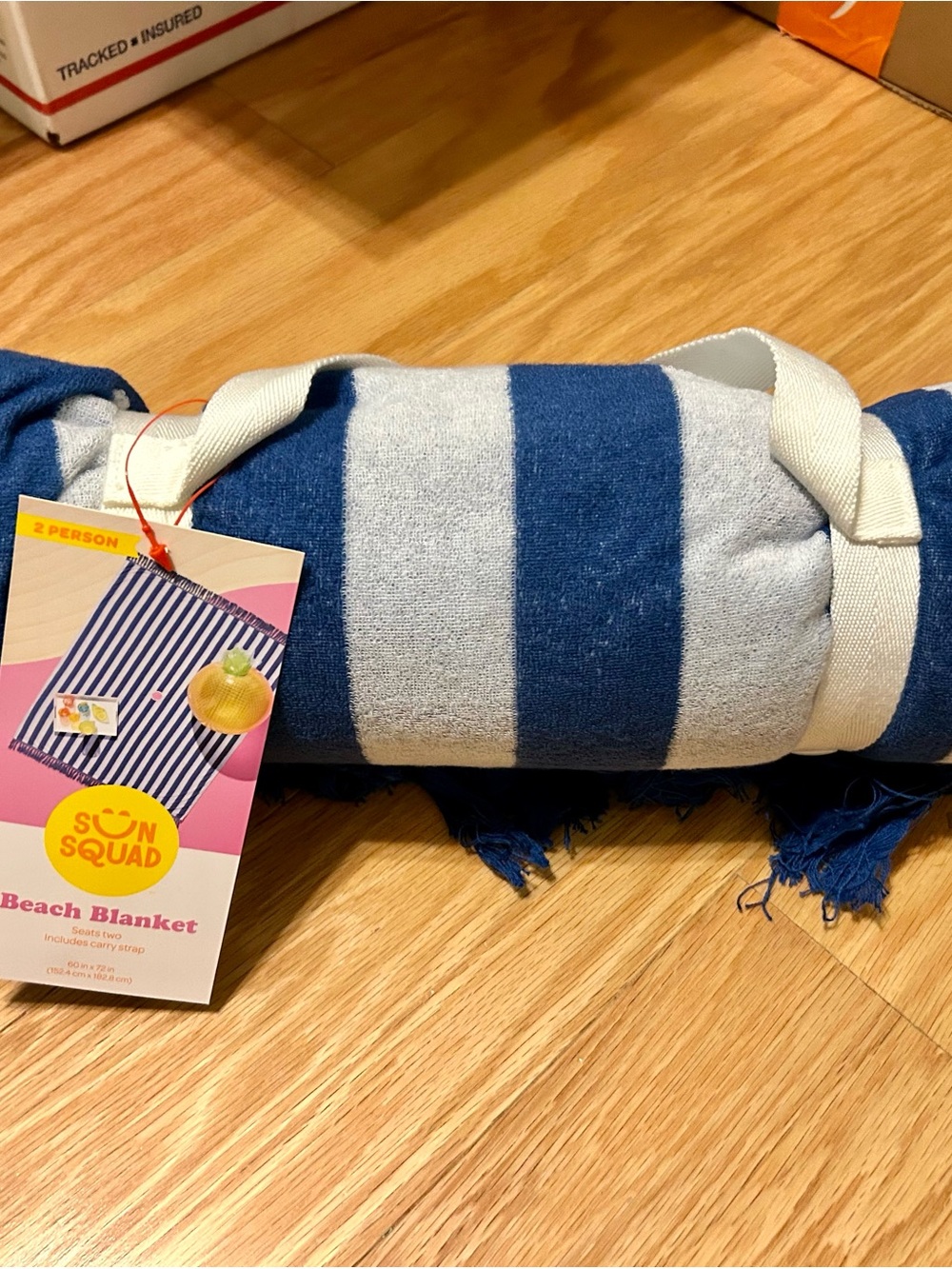 Sun Squad Blue & White Striped Beach Blanket